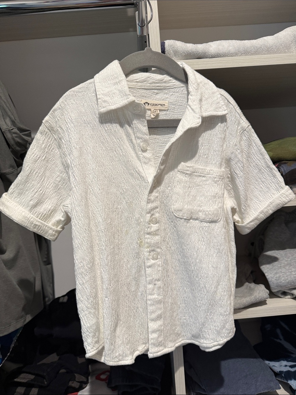 Appaman White Short Sleeve Textured Beach Shirt